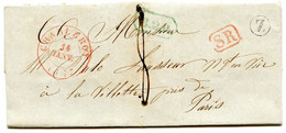 BELGIQUE - CAD CHARLEROY + SR + BOITE Z SUR LETTRE AVEC TEXTE DE JUMET POUR LA FRANCE, 1847 - 1830-1849 (Onafhankelijk België)