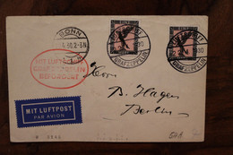 1930 ZEPPELIN Mit Luftschiff Befordert Cover Par Avion Air Mail Luftpost Zeppelinpost - Covers & Documents