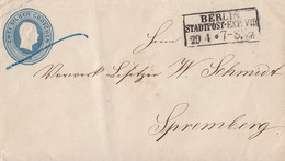 Preussen GS-Umschlag Minr.U12 R3 Berlin Stadtpost-Exp.VIII 29.4. Gel. Nach Spremberg - Enteros Postales