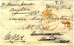 GB 1838 FREE  Front  To Brighton Signed By George Harpur Crewe  M.P For South Derbyshire 1835-41 - ...-1840 Precursores