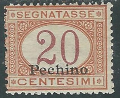 1917 CINA PECHINO SEGNATASSE 20 CENT MH * - RF38-3 - Peking