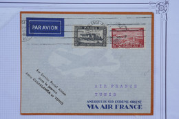 AX10 MAROC  BELLE LETTRE  1938 1ER VOL NUIT CASABLANCA TUNIS  +AFFRANCH. INTERESSANT - Luftpost