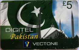 DIFFERENT : VEC02 5L Vectone DIGITEL PAkistan Pakistan Flag Mosque USED - Autres & Non Classés