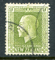 New Zealand 1915-30 KGV - Recess - P.14 X 14½ - 9d Sage-green Used (SG 429e) - Gebruikt