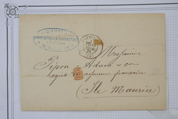 AX12 FRANCE   LETTRE 1871  MARSEILLE  POUR  ILE MAURICE +SANS TP. CACHETS - Other & Unclassified