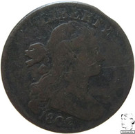 LaZooRo: United States Of America 1 Cent 1802 F / VF Die Crack, Cut Planchet - 1796-1807: Draped Bust