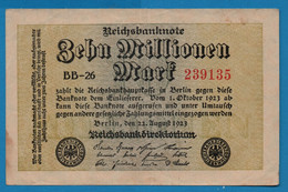 DEUTSCHES REICH 10 MILLIONEN MARK 22.08.1923 # BB-26 239135 P#106b - 10 Millionen Mark