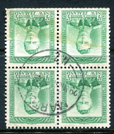 New Zealand 1938-44 King George VI Definitives - ½d Green - Wmk. Inverted - Block Used (SG 603w) - Oblitérés