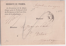 1884 - LETTRE En FRANCHISE Du PROCUREUR De La REPUBLIQUE De PERIGUEUX (DORDOGNE) => ST ASTIER - "ENFANTS EN BAS AGES" - Frankobriefe