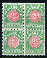 New Zealand 1925 Postage Dues - NZ & Star Litho. - P.14 X 15 - 2d Carmine & Green Block HM (SG D28) - Impuestos