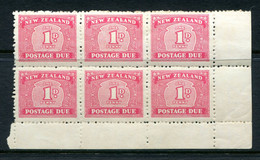 New Zealand 1939-49 Postage Dues - Multiple Wmk. - 1d Carmine Block HM (SG D45) - Light Toning - Timbres-taxe