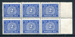 New Zealand 1939-49 Postage Dues - Multiple Wmk. - 2d Blue Block HM (SG D46) - Toning - Timbres-taxe