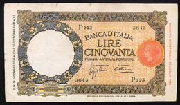 50 LIRE LUPETTA ROMA FASCIO I° TIPO 16 12 1936   Bel BB   LOTTO 4037 - 50 Lire