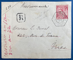 Grand Devant De Lettre Recommandée 1903 Avec Essai à 5c Double Impression Obl Dateur Hexagonal Rare " MONACO A " (ind36) - Lettres & Documents