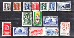 Algérie 288/302  1952 Neuf Avec Trace De Charnière* TB Mh Con Charnela Cote 43.5 - Full Years