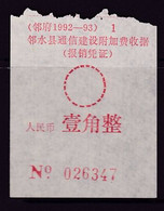 CHINA CHINE CINA SICHUAN LINSHUI 635300 ADDED CHARGE LABELS (ACL) 0.10 YUAN RARE! - Other & Unclassified