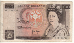 ENGLAND. £10 P379a  ( ND 1975   "sign. J.B. Page"   -    Queen Elizabeth II/ Florence Nightingale ) - 10 Pounds