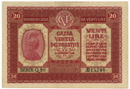 20 LIRE CASSA VENETA DEI PRESTITI OCCUPAZIONE AUSTRIACA 02/01/1918 BB/SPL - Besetzung Venezia