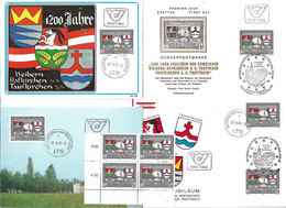 2100n: Österreich 1985, ANK 1855, 4 FDC- MK- Kombi- Belege 4716 Hofkirchen An Der Trattnach Plus Viererblock ** - Grieskirchen