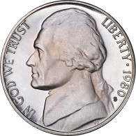 Monnaie, États-Unis, Jefferson Nickel, 5 Cents, 1980, U.S. Mint, San Francisco - Loten