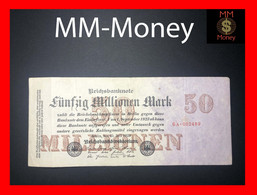 GERMANY  Reichsbank   50 Millionen Mark  25.7.1923   P. 98  "6 Digit With Letter  A In Serial Prefix"   VF - 50 Millionen Mark