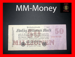 GERMANY  Reichsbank   50 Millionen Mark  25.7.1923   P. 98   "8 Digit Serial"   VF+ - 50 Mio. Mark