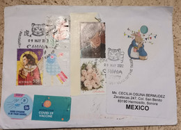 AUSTRALIA TO MEXICO 2022 YEAR OF THE TIGER POSTMARK AND COVID STICKER ON COVER - Usati