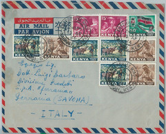 74807 -  Kenya - POSTAL HISTORY  -  COVER To ITALY  1964 Lions ELEPHANTS Flags - Kenya & Ouganda