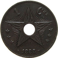 LaZooRo: Belgian Congo 1 Centime 1888 UNC Rare - 1885-1909: Leopold II