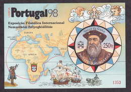 HUNGARY 1998 - Portugal Lisboa 98, Vasco Da Gama - Philatelic Exhibition / 2 Scans - Commemorative Sheets