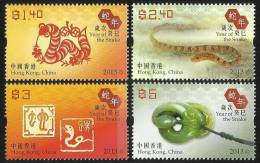 2013 Hong Kong Year Of The Snake 4V STAMP - Neufs