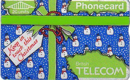 ENGLAND : BTC009 20U Christmas 1988  With Leaflet ( Batch: 829H39051) MINT - BT Allgemeine