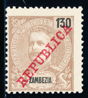 Mozambique / Zambezia - 1911 - D. Carlos I - 130 R / República - MNG - Zambezia