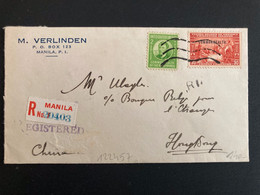 LR Pour HONG KONG CHINE TP 2c + TP 30 Surch. COMMONWEALTH OBL. + JUL 15 1941 REGISTERED + VERLINDEN MANILA - Philippinen