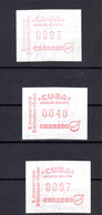 Atm  Frama Vending Kuba Cuba Karibik  Vignettes 3 Rare Values  Seltene Wertstufen - Automatenmarken (Frama)