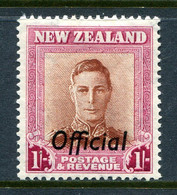 New Zealand 1947-51 Officials - KGVI - 1/- Value - Plate 1 - Wmk. Upright - HM (SG O157) - Service