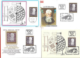 2112z: Österreich 1985, Hans Hörbiger- Erfinder Pumpen/ Kompressoren/ Plattenventil: 4 FDC- Belege - Water