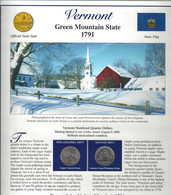 Etats-Unis - Feuillet "Etat" - 2 Quarters FDC 1999 (Philadelphie Et Denver) Et 2 Timbres Neufs - Vermont - Zonder Classificatie