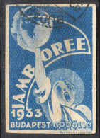 SCOUT SCOUTS JAMBOREE - LABEL CINDERELLA VIGNETTE - 1933 Hungary Budapest Gödöllő Globe World - Postmark BUDAPEST - Oblitérés