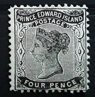 PRINCE EDWARD ISLAND, Canada 1864, Queen Victoria, 4 Pence Noir Black , Yvert No 7 Dentele 11 1/2 Perf, Neuf * MH  TB - Ongebruikt