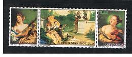 SAN MARINO - UNIF. 811.813 - 1970  BICENTENARIO G.B. TIEPOLO (SERIE COMPLETA IN TRITTICO SE-TENANT))   -  USATI (USED°) - Used Stamps