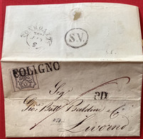 FOLIGNO 2.10.1852 RARE SECOND DAY OF ISSUE COVER>Livorno Toscana(Stato Pontificio Lettera  Lettre Pontifical States FDC - Kirchenstaaten