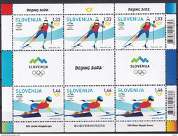 2419 Slowenien Slovenia 2022 Mi.No. 1517 - 1518 ** MNH Mini Sheet Olympic Winter Games China Beijing Biathlon Snowboard - Winter 2022: Beijing