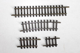 MECCANO HORNBY AcHO - LOT 4 RAILS DROIT & COURBE R=381 - ECH HO - MADE IN FRANCE / MINIATURE FERROVIAIRE TRAIN (2105.178 - Binari