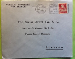 Lettre  VOLKART BROTHERS WINTERTHUR Suisse Yvert 203,20 C Rouge / Chamois Perforé Perfin 1928 > Swiss Jewel LOCARNO - Gezähnt (perforiert)