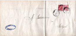 L34430 - Altdeutschland / Wuerttemberg - 1885 - 10Pfg Dienst-GAUmschl M ZusFrankatur NECKARSULM -> TUEBINGEN, Senkr Bug - Postal  Stationery