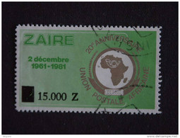 Congo Zaire 1991 UPA Carte Kaart Afrique Surcharge Nouvelle Valeur Opdruk Yv 1351 COB 1433 O - Oblitérés