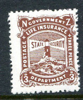 New Zealand 1944-47 Life Insurance - Lighthouse - Mult. Wmk. - 3d Brown-lake HM (SG L40) - Service