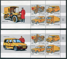 DENMARK 2002 Postal Vehicles Booklet Panes Used.  Michel H-B 71-72 (1312-15) - Used Stamps