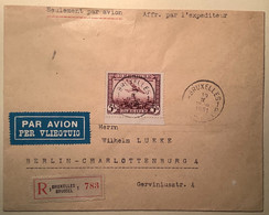 1930 5 F Poste Aérienne Yv 5 SEUL ! S.lettre Par Avion BRUXELLES 1931>Berlin  (Belgique Airmail Belgium Air Post Cover - Other & Unclassified